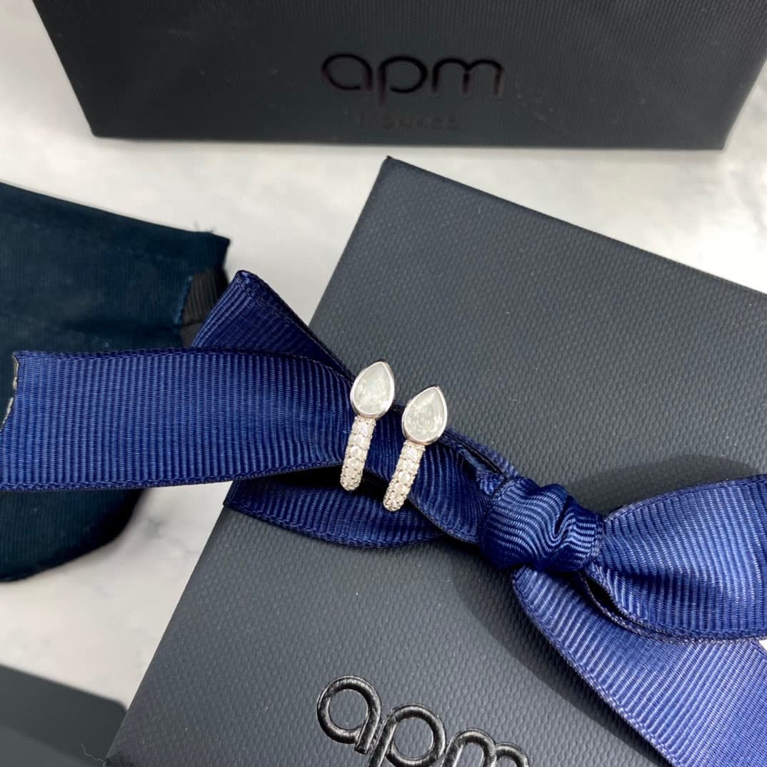 APM Monaco Silver Teardrop Stud Earrings